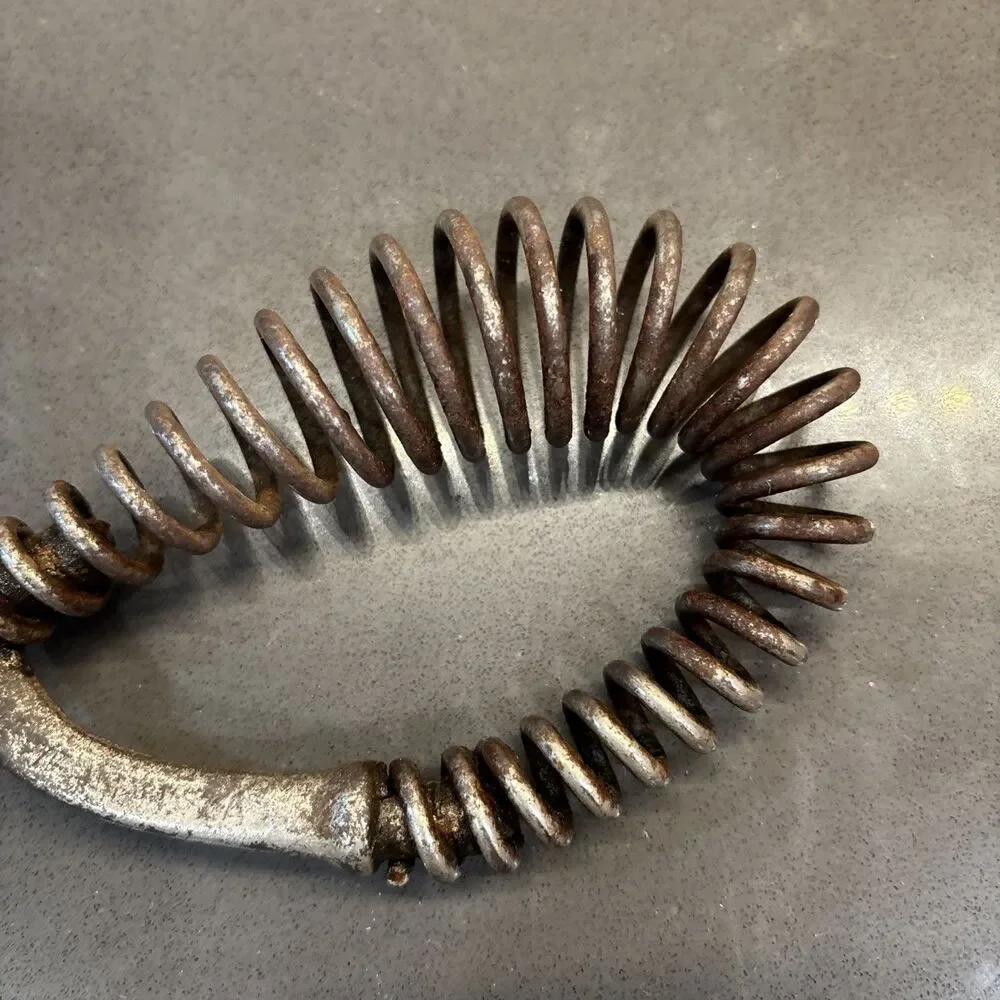 Vintage Antique Cast Iron Stove Lid Lifter Spring Handle USA Wear Kitchen Metal